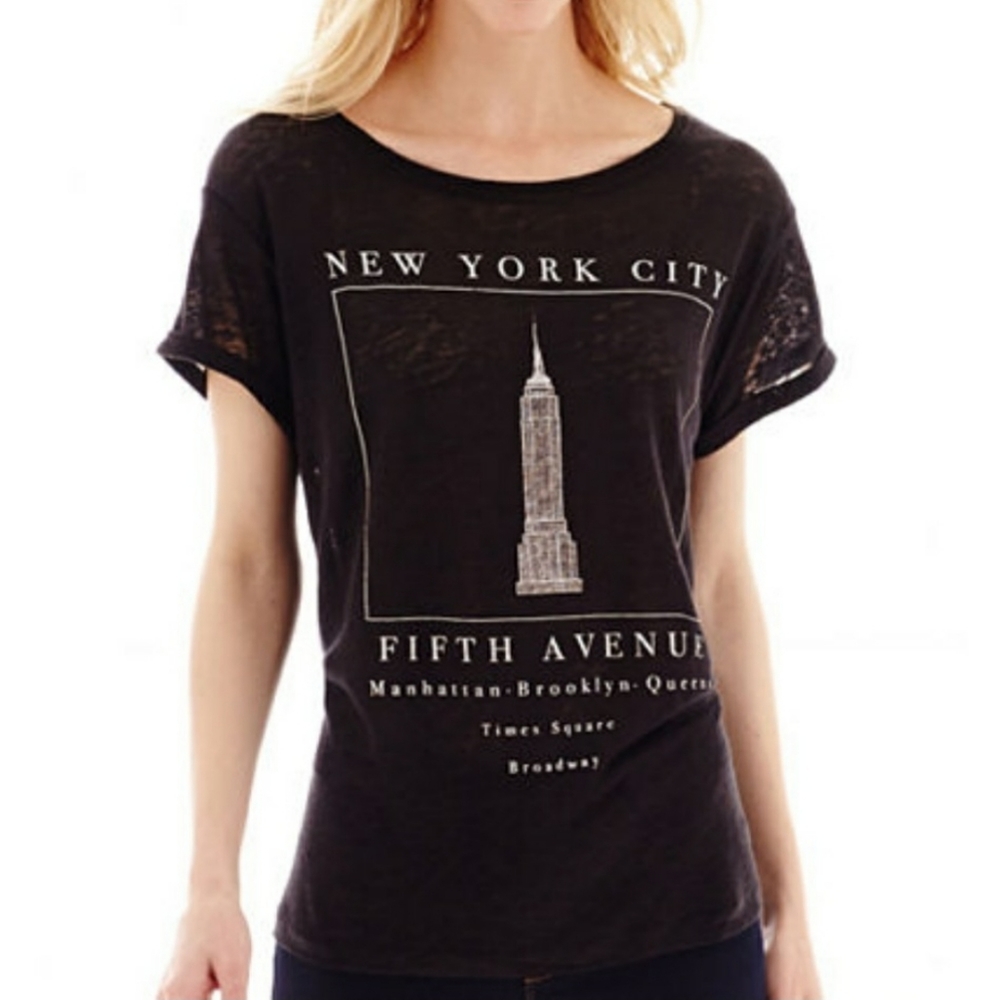 Mango new york fifth Avenue black linen t-shirt